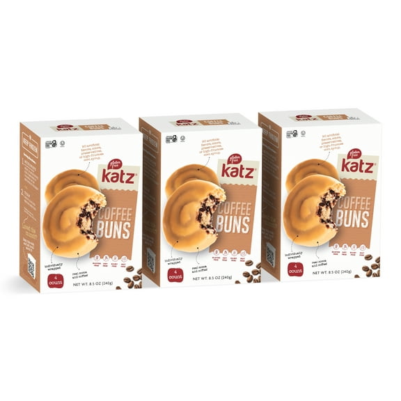 Katz Gluten Free Coffee Buns |Gluten Free, Dairy Free, Nut Free, Soy Free, Kosher | (3 Pack, 8.5 Ounce Each)