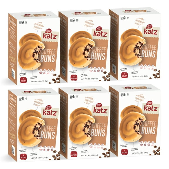 Katz Gluten Free Coffee Buns |Gluten Free, Dairy Free, Nut Free, Soy Free, Kosher | (6 Pack, 8.5 Ounce Each)