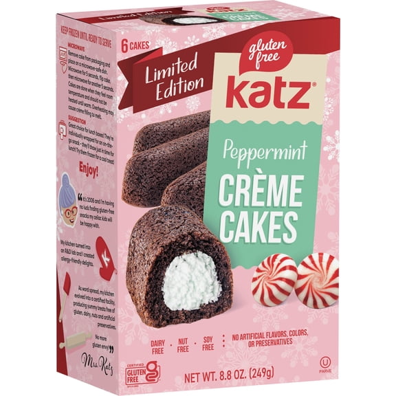 Katz Gluten Free Creme Cakes - Peppermint |Gluten Free, Dairy Free, Nut Free, Soy Free, Kosher | (1 Pack, 8.8 Ounce Each)