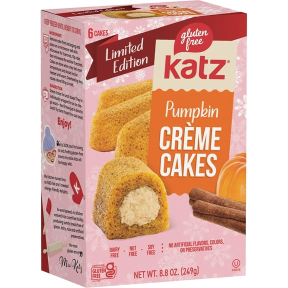 Katz Gluten Free Creme Cakes - Pumpkin |Gluten Free, Dairy Free, Nut Free, Soy Free, Kosher | (1 Pack, 8.8 Ounce Each)