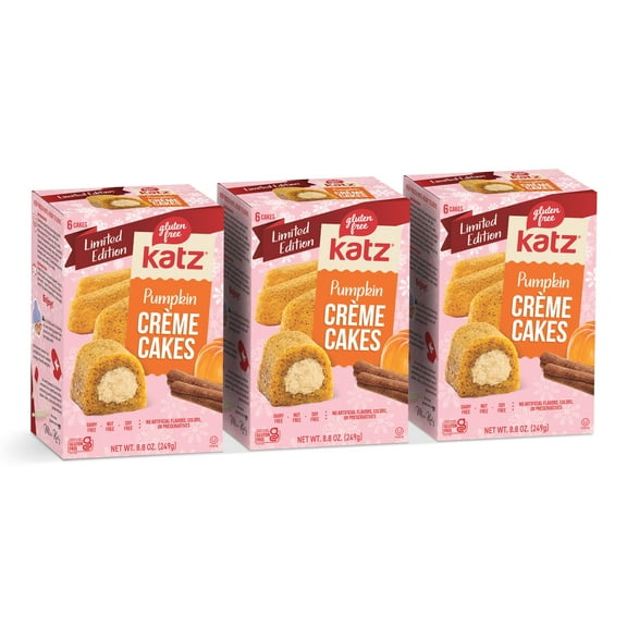 Katz Gluten Free Creme Cakes - Pumpkin |Gluten Free, Dairy Free, Nut Free, Soy Free, Kosher| (3 Pack, 8.8 Ounce Each)