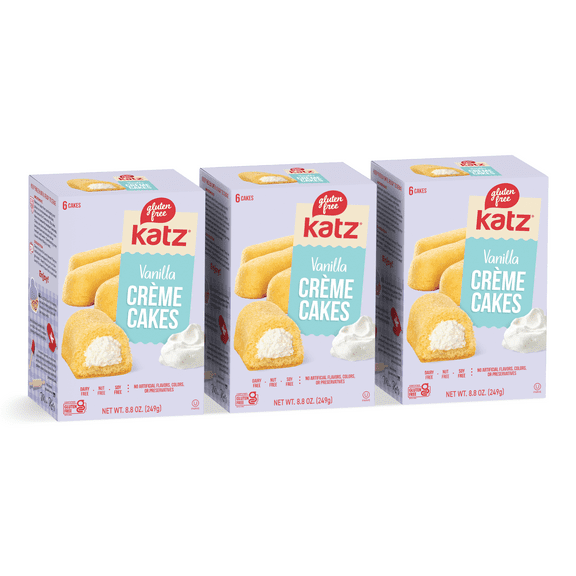 Katz Gluten Free Creme Cakes - Vanilla |Gluten Free, Dairy Free, Nut Free, Soy Free, Kosher | (3 Pack, 8.8 Ounce Each)