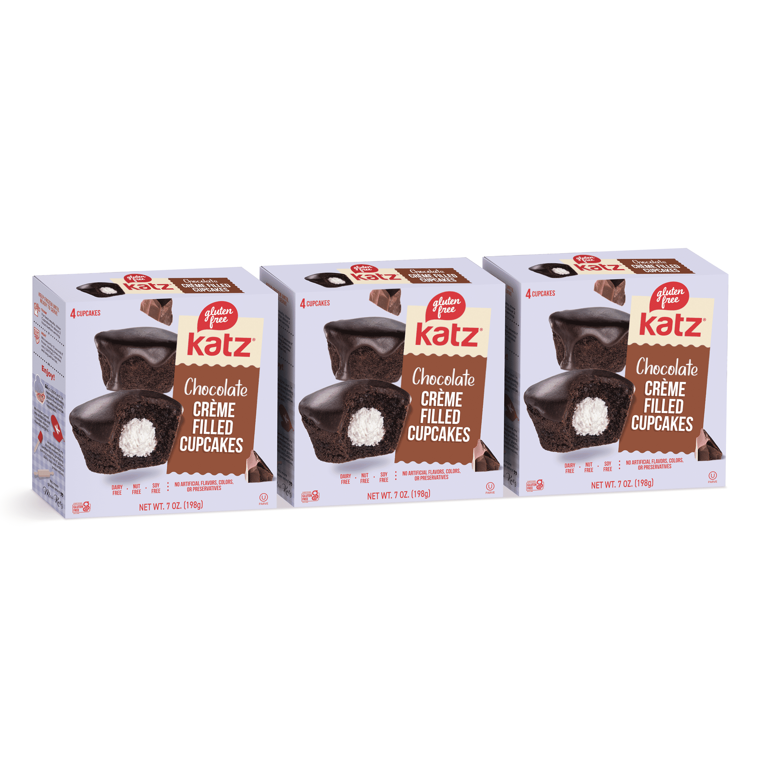 Katz Gluten Free Chocolate Cupcakes, Creme Filled, Dairy Free, Nut