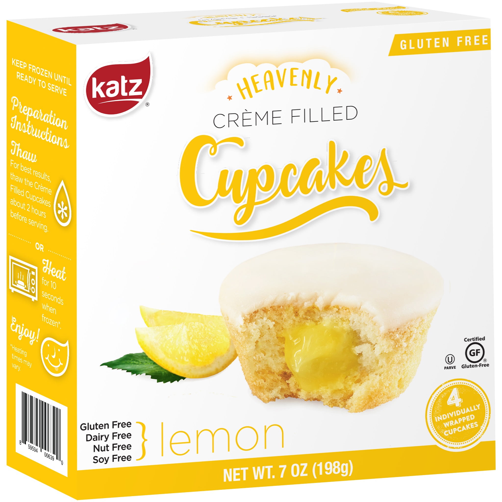 Katz Gluten Free Creme Filled Cupcakes Lemon