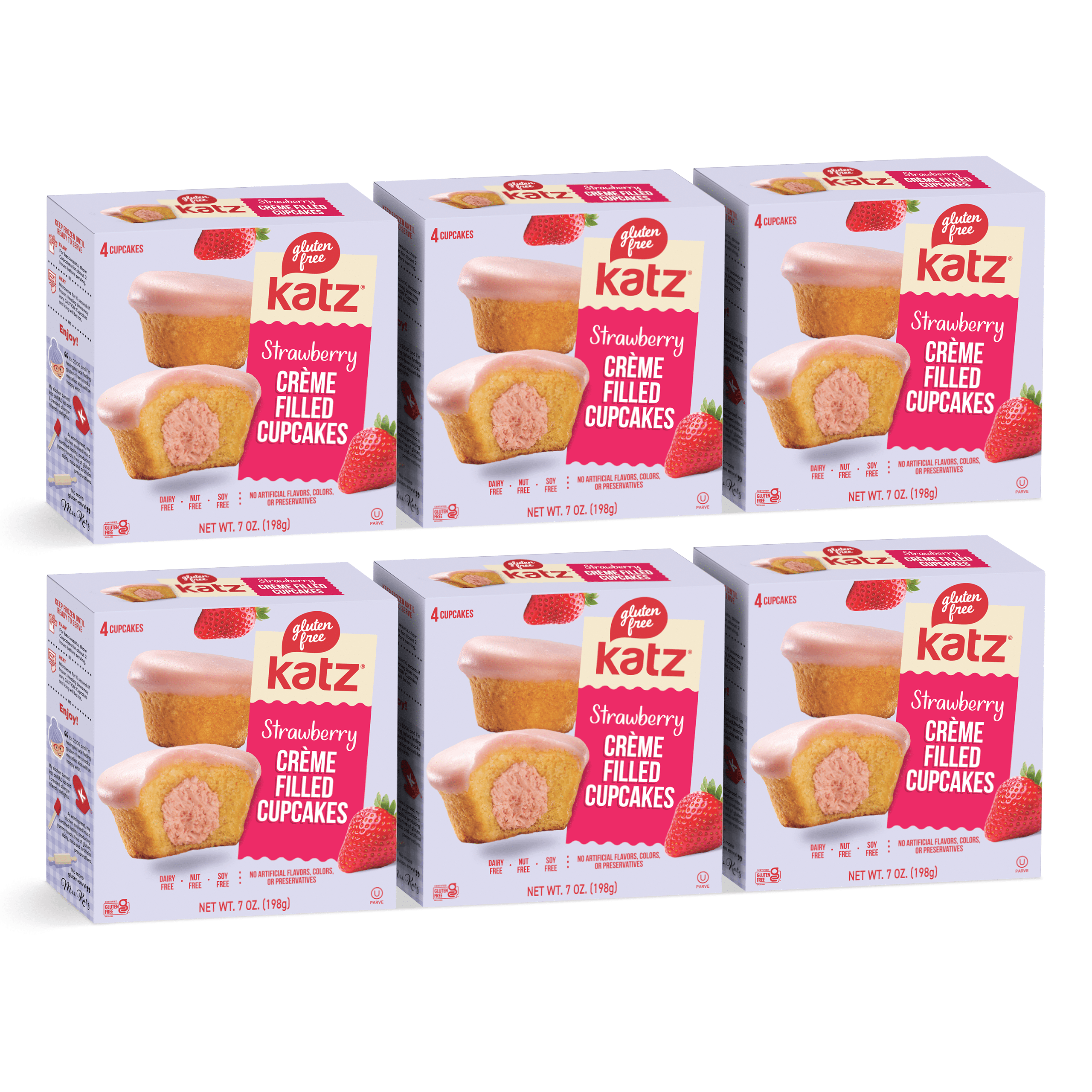 Katz Gluten Free Creme Filled Cupcakes - Strawberry |Gluten Free