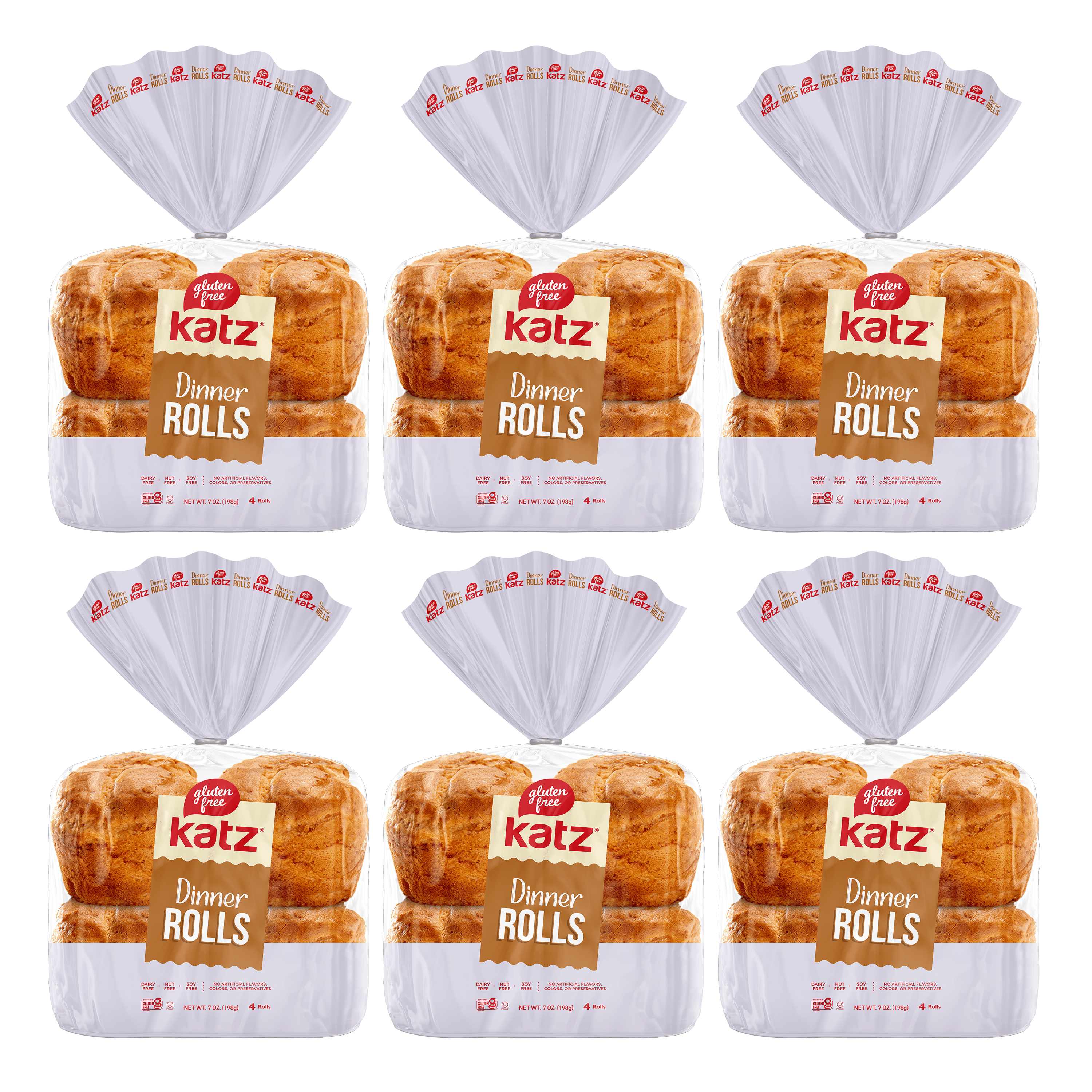 Katz Gluten Free Dinner Rolls |Gluten Free, Dairy Free, Nut Free, , Kosher | (6 Pack, 7.0 Ounce Each)