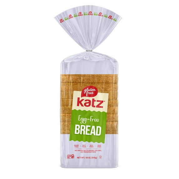 Katz Gluten Free Egg Free Bread |Gluten Free, Dairy Free, Nut Free, Eggs Free, Soy Free, Kosher | (1 Pack, 18.0 Ounce Each)