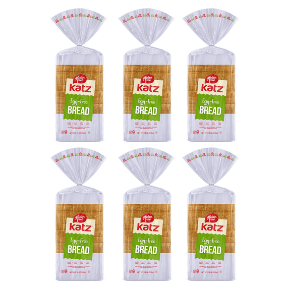 Katz Gluten Free Egg Free Bread |Gluten Free, Dairy Free, Nut Free, Eggs Free, Soy Free, Kosher | (6 Pack, 18.0 Ounce Each)