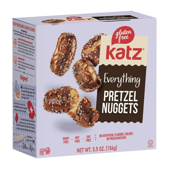 Katz Gluten Free Everything Soft Pretzel Nuggets |Gluten Free, Dairy Free, Nut Free, Soy Free, Kosher | (1 Pack, 5.5 Ounce Each)