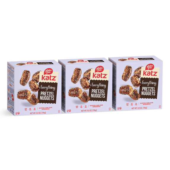 Katz Gluten Free Everything Soft Pretzel Nuggets |Gluten Free, Dairy Free, Nut Free, Soy Free, Kosher | (3 Pack, 5.5 Ounce Each)