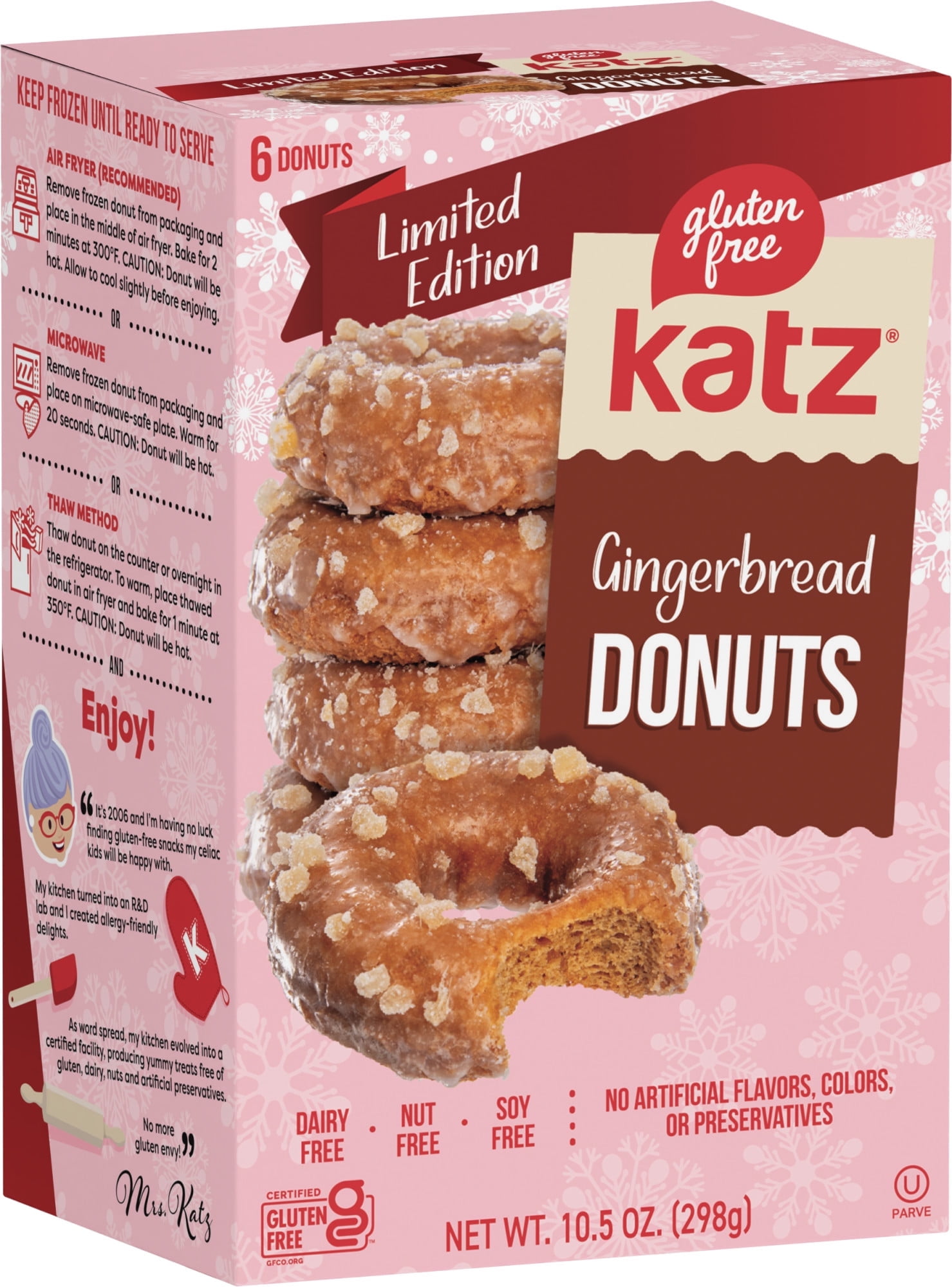 Katz Gluten Free Gingerbread Donuts |Gluten Free, Dairy Free, Nut Free, Soy Free, Kosher | (1 Pack, 10.5 Ounce Each)
