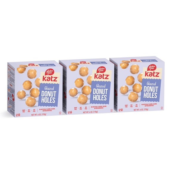 Katz Gluten Free Glazed Donut Holes |Gluten Free, Dairy Free, Nut Free, Soy Free, Kosher | (3 Pack, 6.0 Ounce Each)