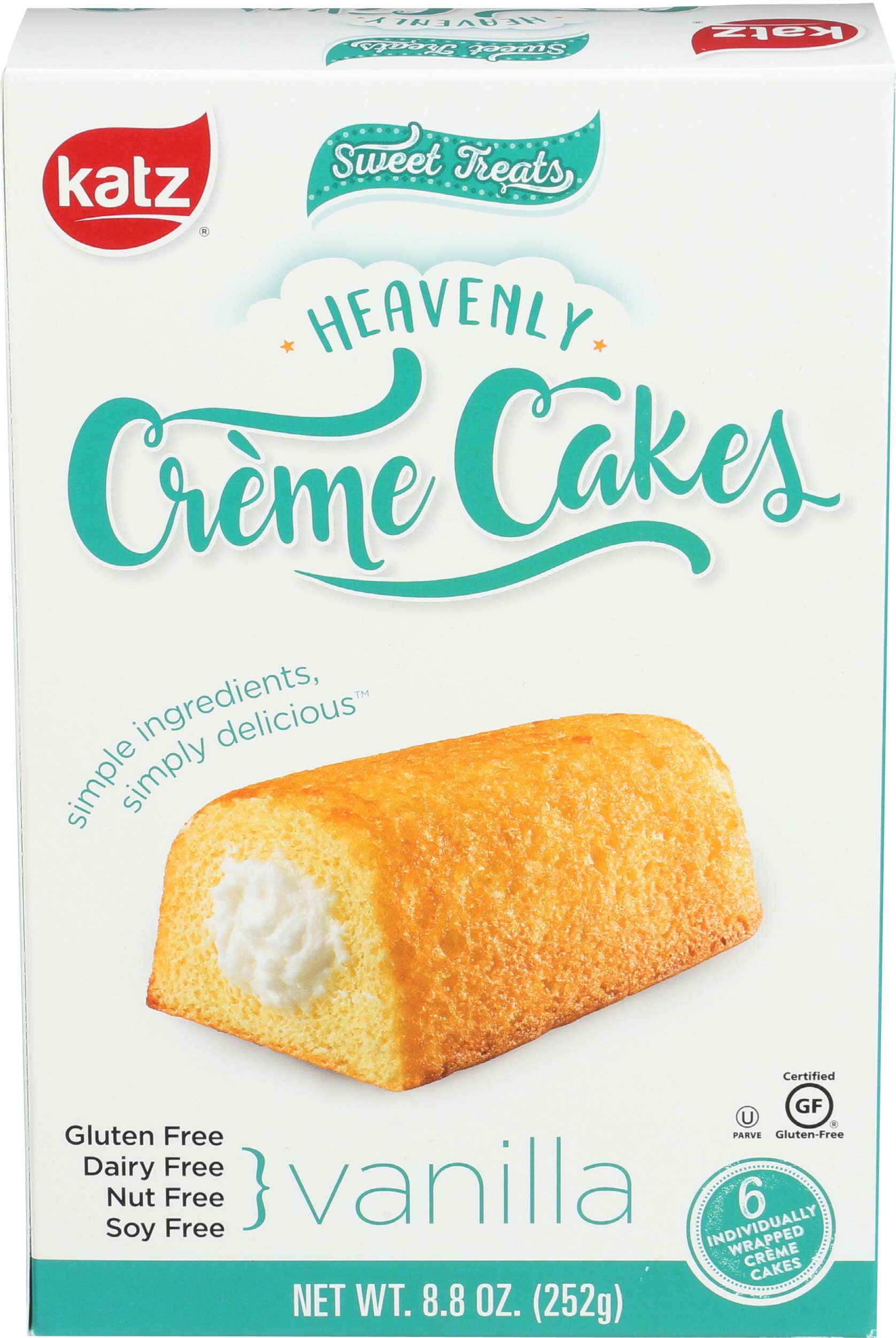 Katz Gluten Free, Heavenly Creme Cakes Vanilla, 6 Count, 8.8 Ounce