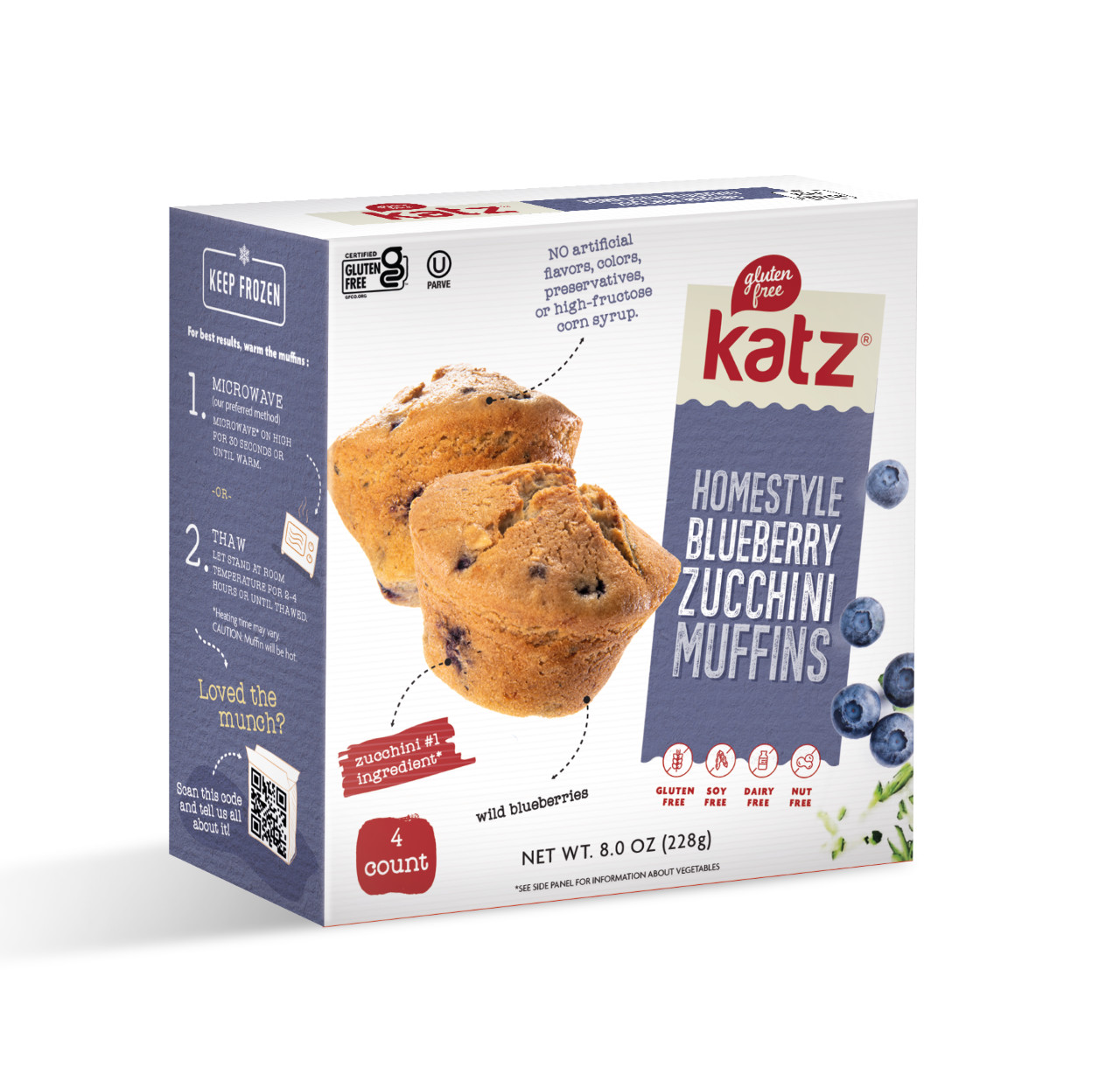 Katz Gluten Free Homestyle Blueberry Zucchini Muffins Gluten Free