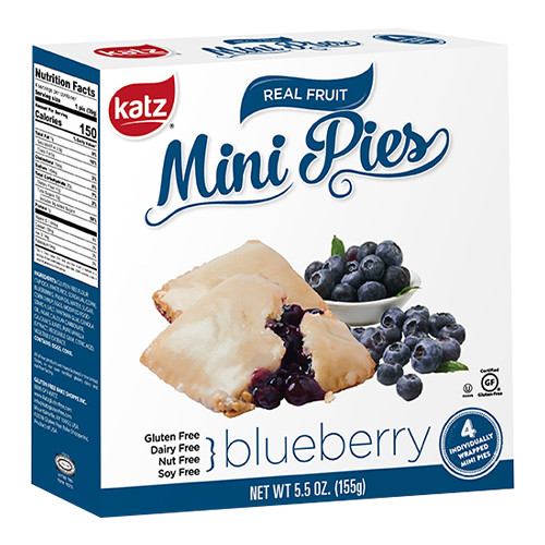 Katz Gluten Free Blueberry Mini Pies, Real Fruit Snack, Gluten Free, Nut Free, Kosher (1 Pack of 4 Mini-Pies, 5.5oz)