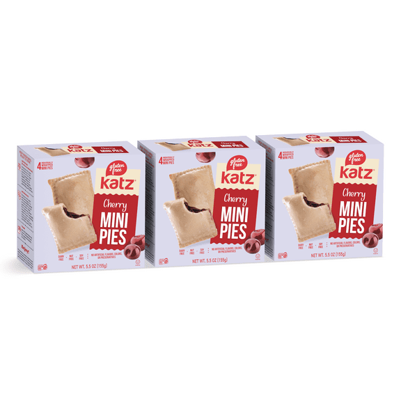 Katz Gluten Free Mini Pies - Cherry |Gluten Free, Dairy Free, Nut Free, Soy Free, Kosher | (3 Pack, 5.5 Ounce Each)