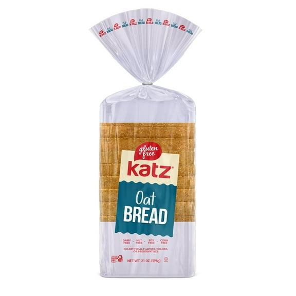 Katz Gluten Free Oat Bread | Gluten Free, Dairy Free, Nut Free, Soy Free, Kosher | (1 Pack, 21.4 Ounce Each)