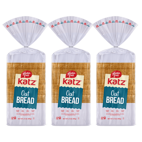 Katz Gluten Free Oat Bread |Gluten Free, Dairy Free, Nut Free, Soy Free, Kosher | (3 Pack, 21.0 Ounce Each)