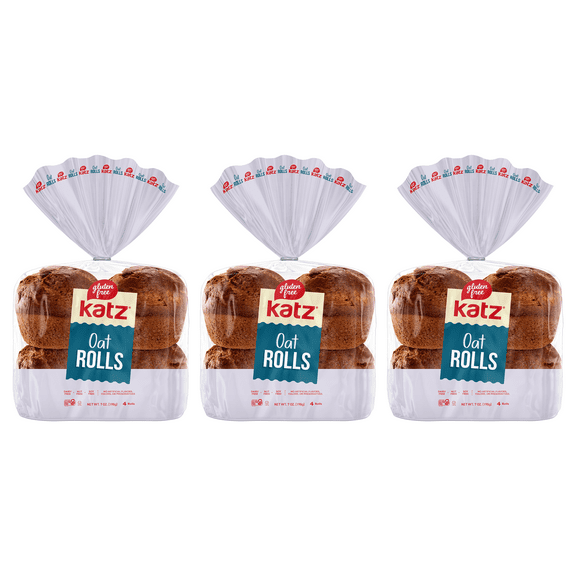Katz Gluten Free Oat Rolls |Gluten Free, Dairy Free, Nut Free, Soy Free, Kosher | (3 Pack, 9.0 Ounce Each)