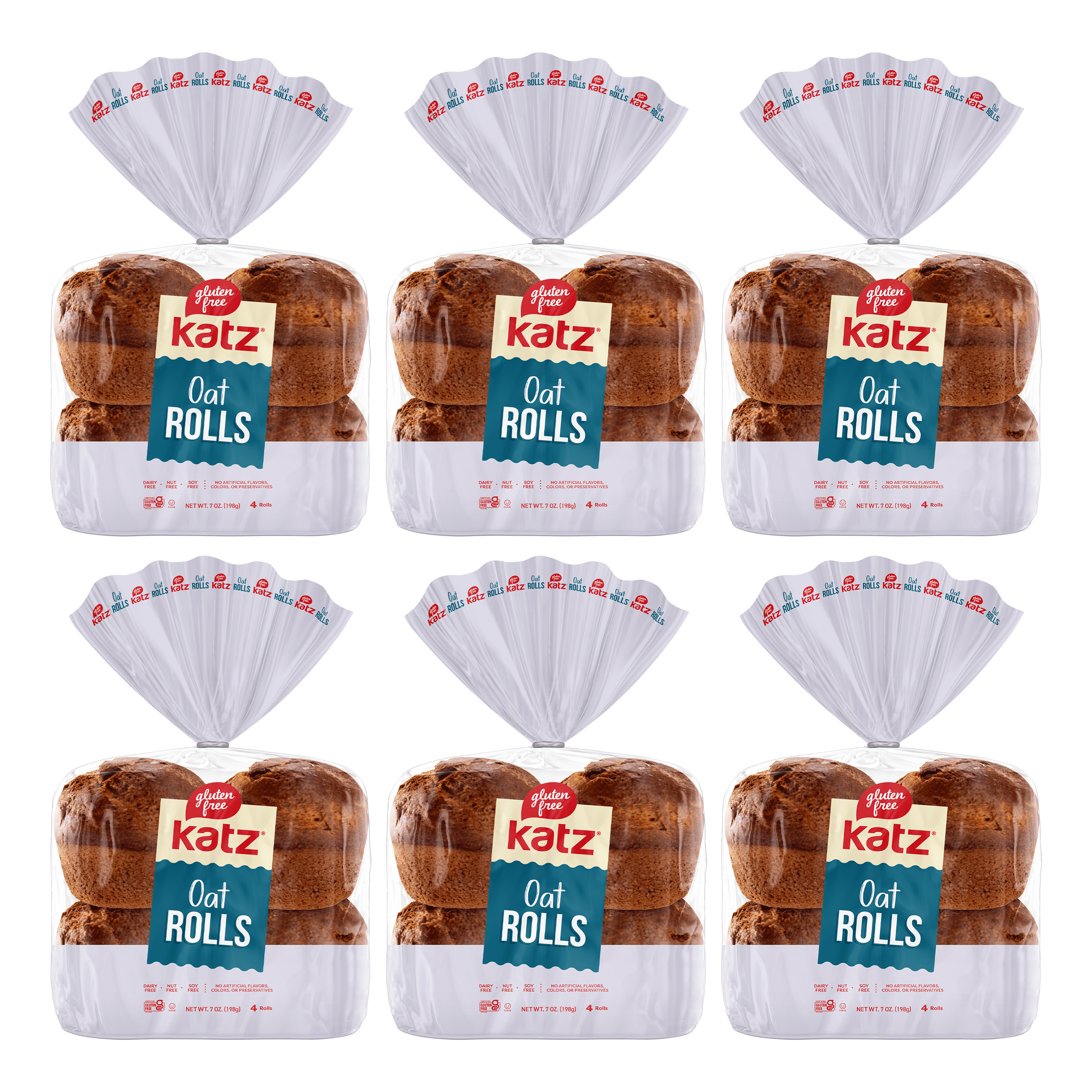 Katz Gluten Free Oat Rolls |Gluten Free, Dairy Free, Nut Free, Soy Free, Kosher | (6 Pack, 9.0 Ounce Each)