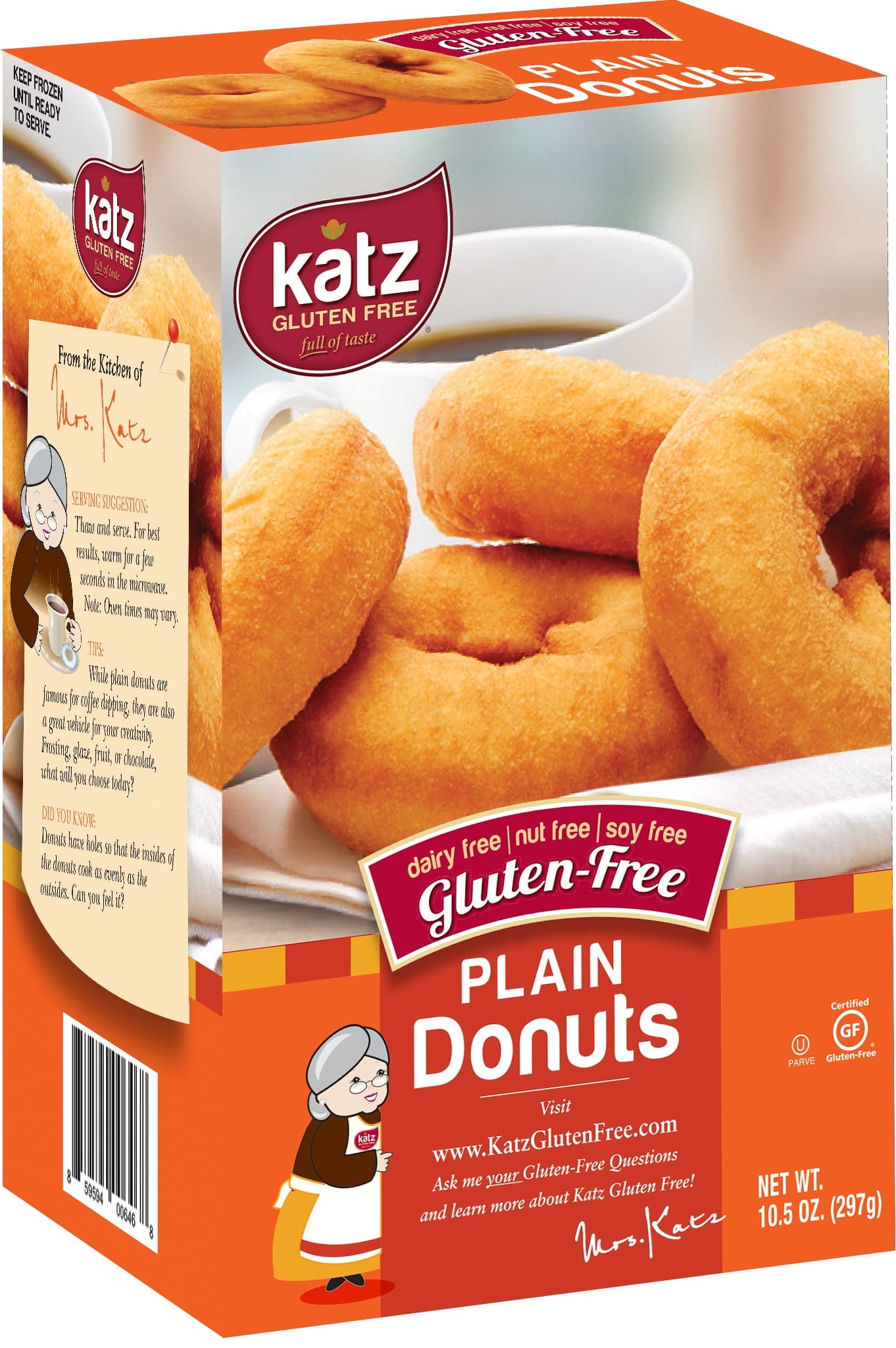 Katz Gluten Free Plain Donuts Gluten Free, Dairy Free, Nut Free, Soy Free, Kosher (3 Pack