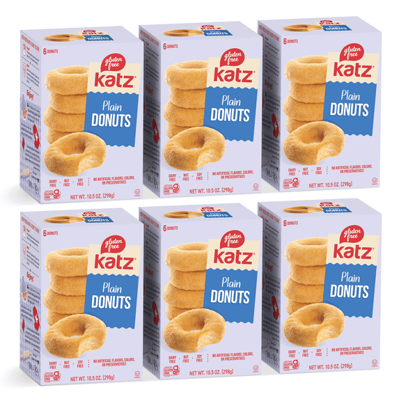Katz Gluten Free Plain Donuts |Gluten Free, Dairy Free, Nut Free, Soy Free, Kosher | (6 Pack, 10.5 Ounce Each)