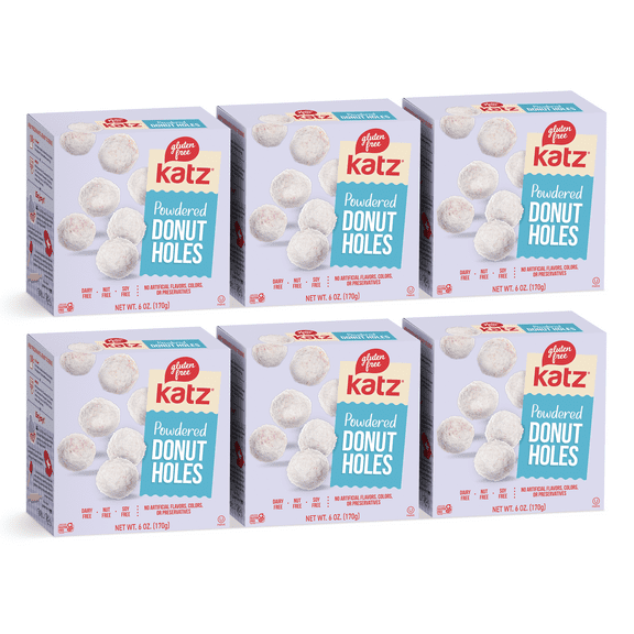 Katz Gluten Free Powdered Donut Holes |Gluten Free, Dairy Free, Nut Free, Soy Free, Kosher | (6 Pack, 6.0 Ounce Each)