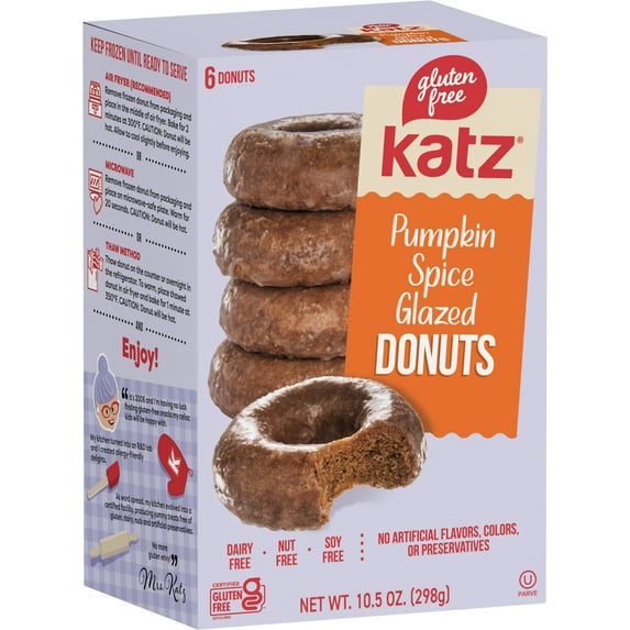 Katz Gluten Free Pumpkin Pie Spice Glazed Donuts |Gluten Free, Dairy Free, Nut Free, Soy Free, Kosher | (1 Pack, 10.5 Ounce Each)