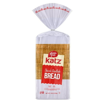 Katz Gluten Free Sliced Challah Bread |Gluten Free, Dairy Free, Nut Free, , Kosher | (1 Pack, 18.0 Ounce Each)