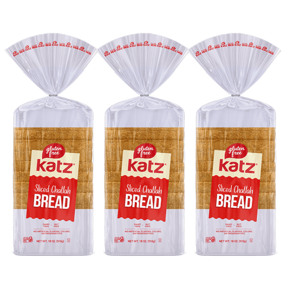 Katz Gluten Free Sliced Challah Bread |Gluten Free, Dairy Free, Nut Free, , Kosher | (3 Pack, 18.0 Ounce Each)