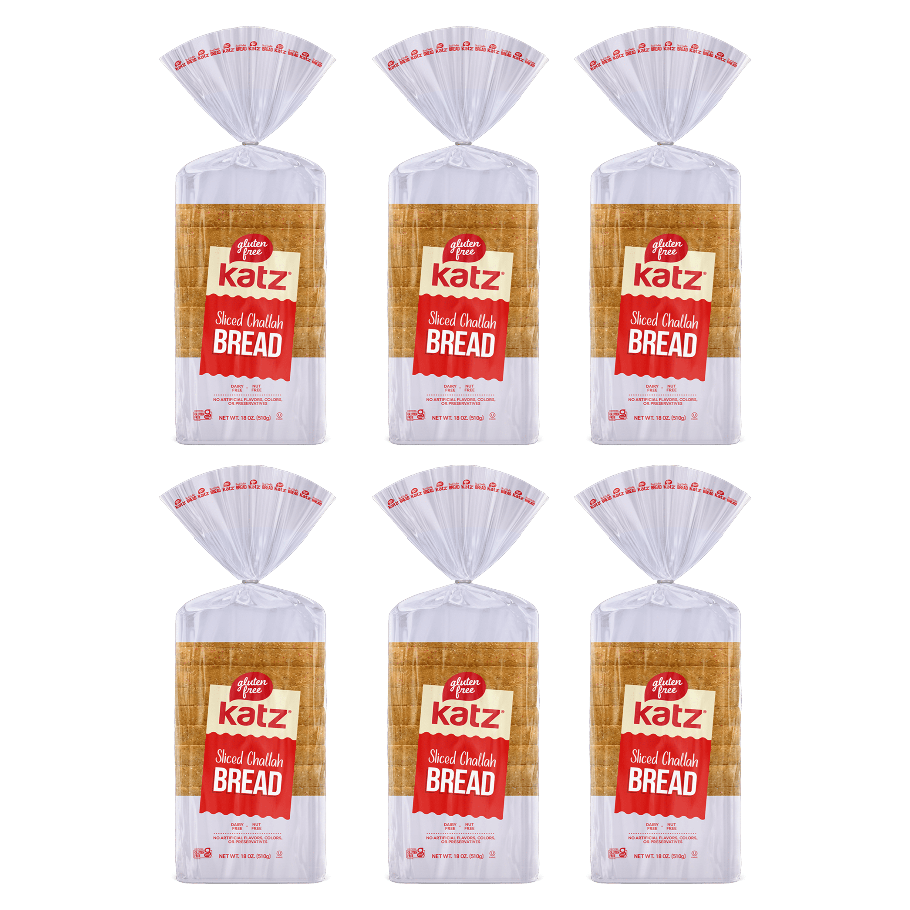 Katz Gluten Free Sliced Challah Bread |Gluten Free, Dairy Free, Nut Free, , Kosher | (6 Pack, 18.0 Ounce Each)