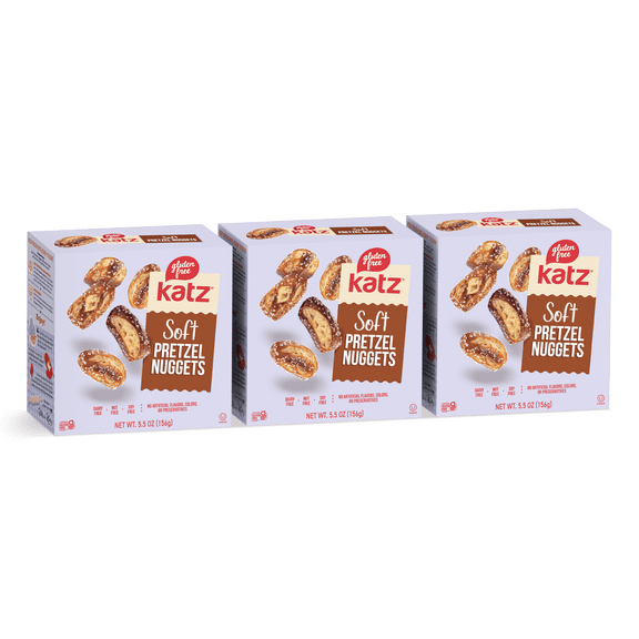 Katz Gluten Free Soft Pretzel Nuggets |Gluten Free, Dairy Free, Nut Free, Soy Free, Kosher | (3 Pack, 5.5 Ounce Each)