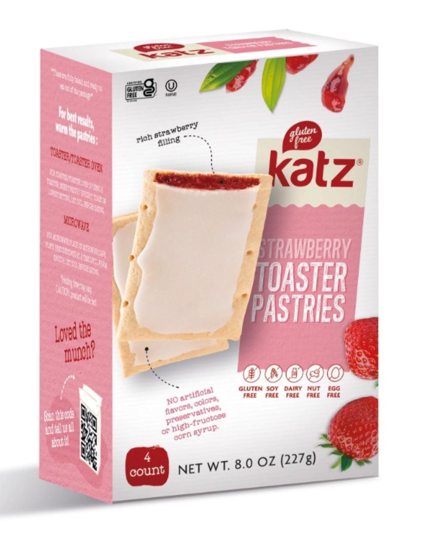 Katz GlutenFree Strawberry Instant Breakfast Toaster Pastries, 8 oz, 4