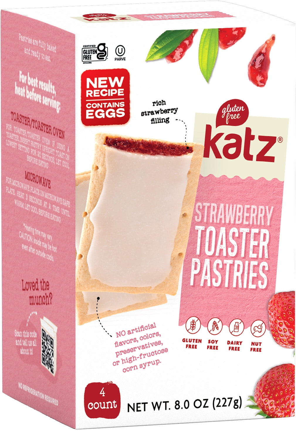 Katz Gluten Free Toaster Pastries - Strawberry |Gluten Free, Dairy Free, Nut Free, Soy Free, Kosher | (1 Pack, 8.0 Ounce Each)