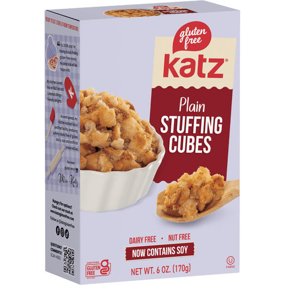 Katz Gluten Free Stuffing Cubes - Plain |Gluten Free, Dairy Free, Nut Free, Kosher | (6 Pack, 6.0 Ounce Each)