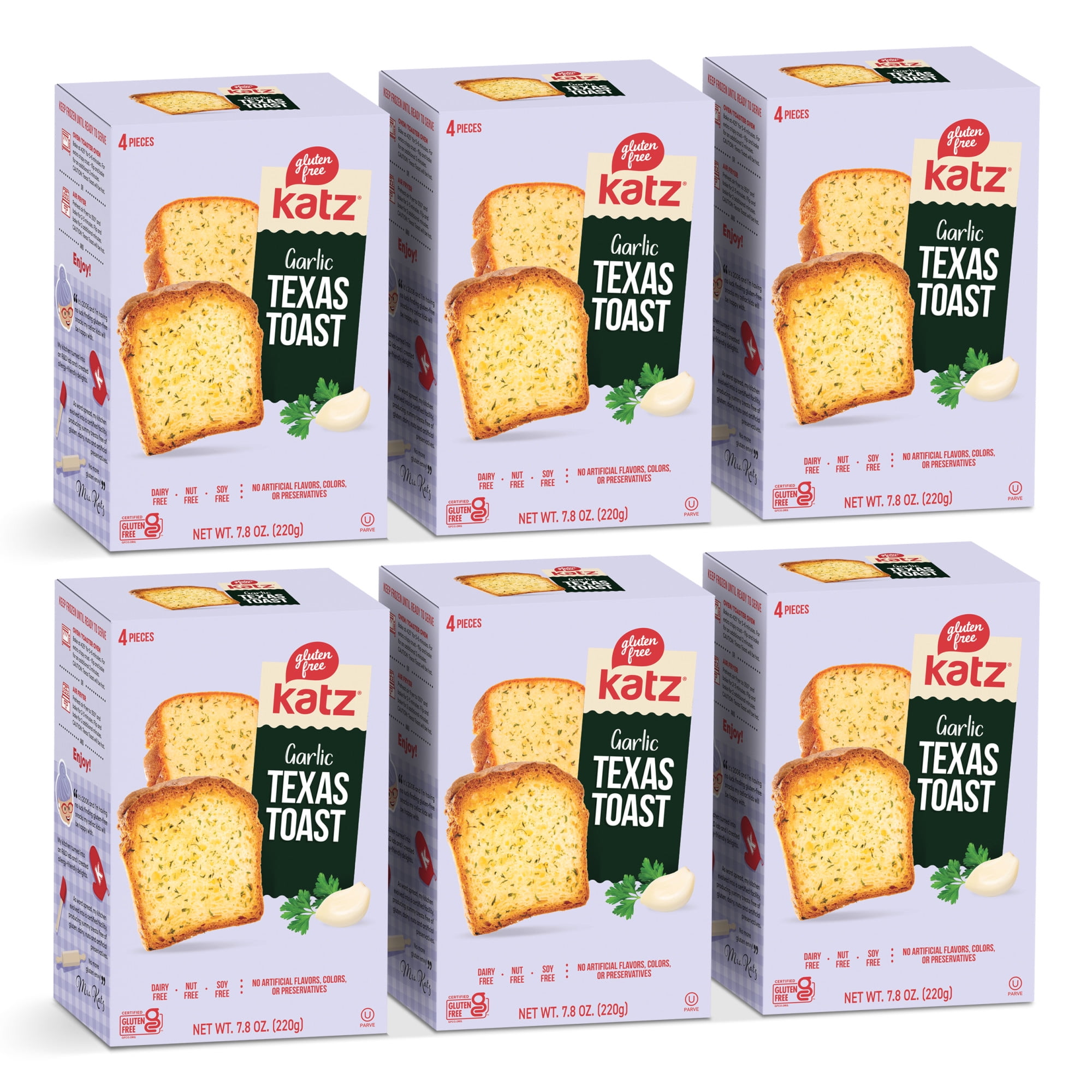 Katz Gluten Free Texas Toast |Gluten Free, Dairy Free, Nut Free, Soy Free, Kosher| (6 Pack, 7.76 Ounce Each)