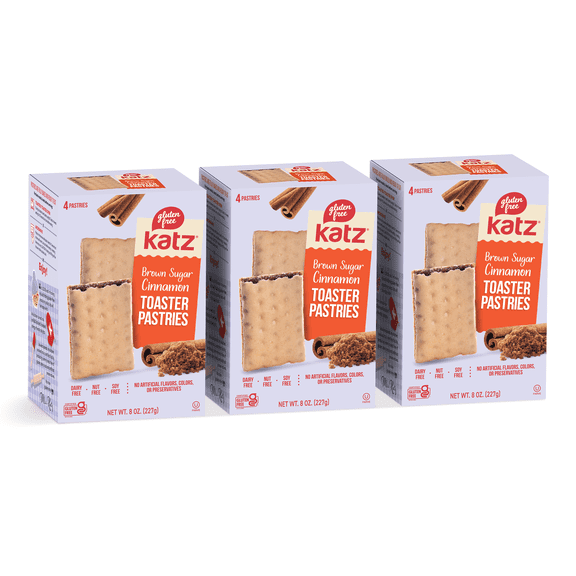 Katz Gluten Free Toaster Pastries - Cinnamon |Gluten Free, Dairy Free, Nut Free, Soy Free, Kosher | (3 Pack, 8.0 Ounce Each)