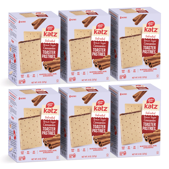 Katz Gluten Free Toaster Pastries - Cinnamon (Unfrosted) |Gluten Free, Dairy Free, Nut Free, Soy Free, Kosher | (6 Pack, 8.0 Ounce Each)