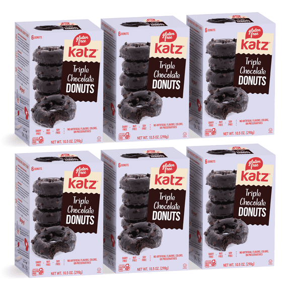 Katz Gluten Free Triple Chocolate Donuts |Gluten Free, Dairy Free, Nut Free, Soy Free, Kosher | (6 Pack, 10.5 Ounce Each)