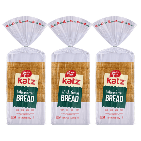 Katz Gluten Free Whole Grain Bread |Gluten Free, Dairy Free, Nut Free, Soy Free, Kosher | (3 Pack, 21.0 Ounce Each)