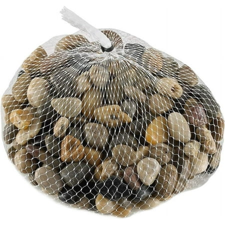 Katzco 2 Pounds Small Decorative River Rock Stones - Natural Polished Mixed Color Stones