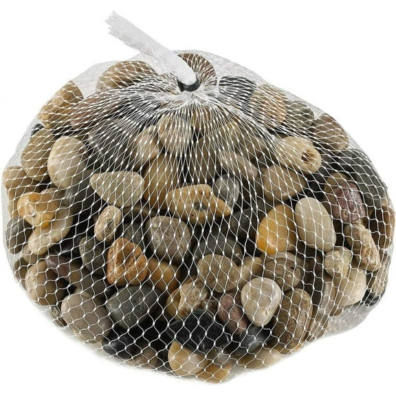 Katzco 2 Pounds Small Decorative River Rock Stones - Natural Polished Mixed Color Stones