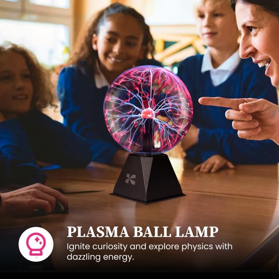 Katzco 8 Inch Plasma Ball - Interactive Touch-Sensitive Static Electricity  with Multi-Color Lightning Effects for Home Decor, Parties, and STEM Education