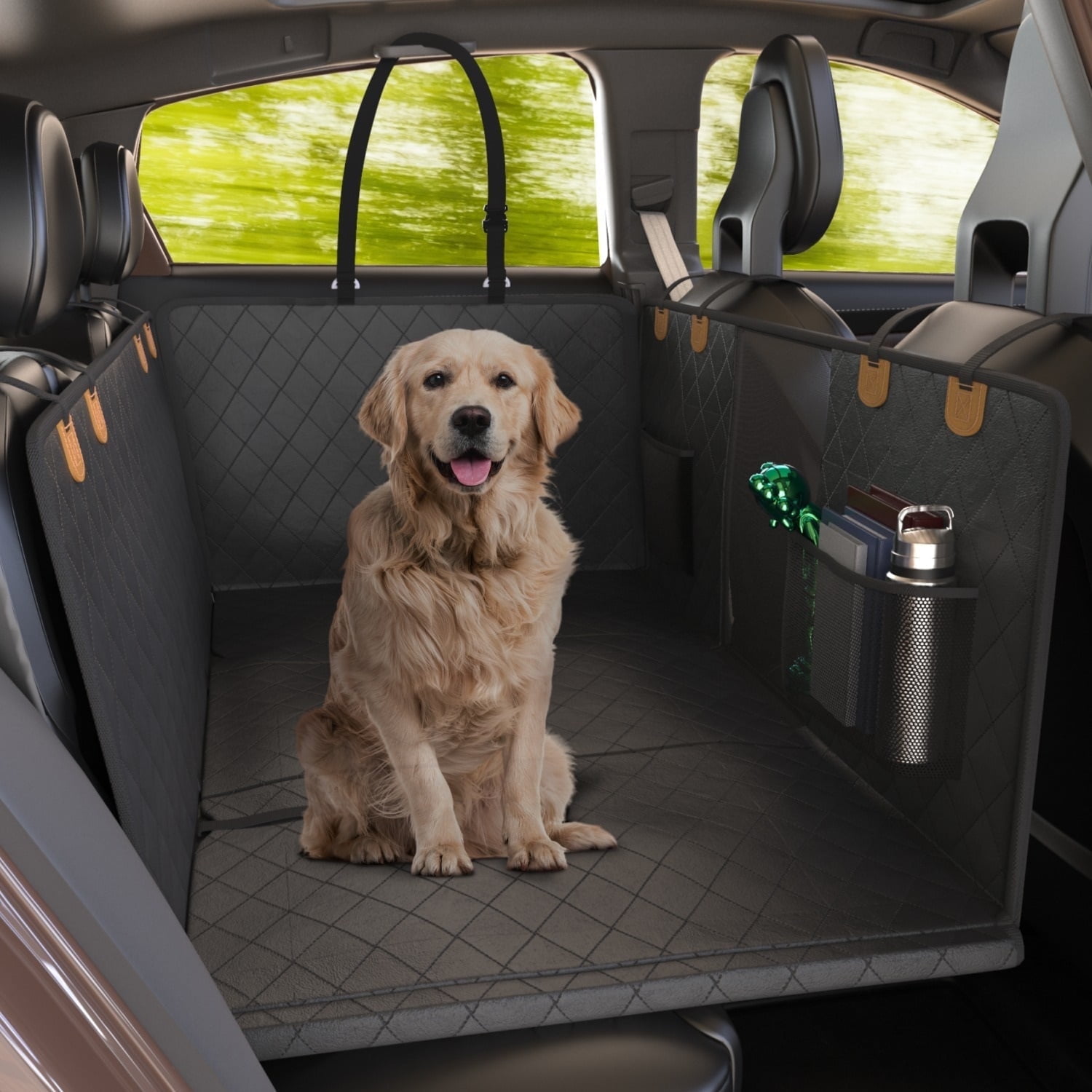 Dog Seat Cover With Hard Bottom - Holds 400lbs, Waterproof Backseat Protector For Car SUV