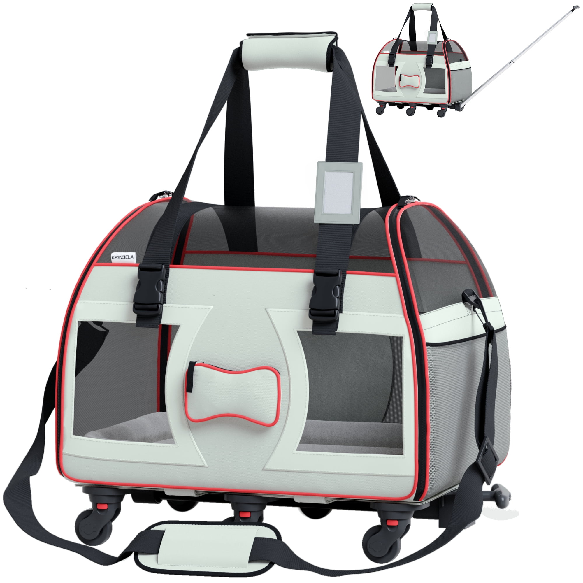 Luxury Rider™ Pet Carrier with Removable Wheels and Telescopic Handle