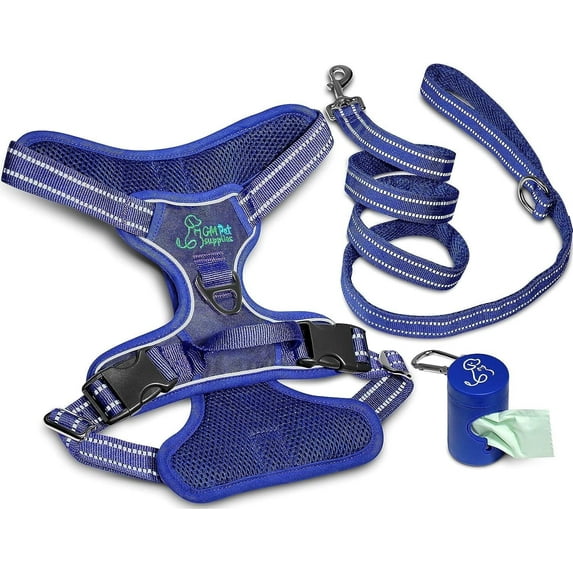 Katziela Dog Harness Walking Kit and Leash Set in Blue Large for Dogs Pack 1