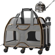 Katziela Luxury Rider Pet Carrier with Removable Wheels and Double Telescopic Handle Pack 1