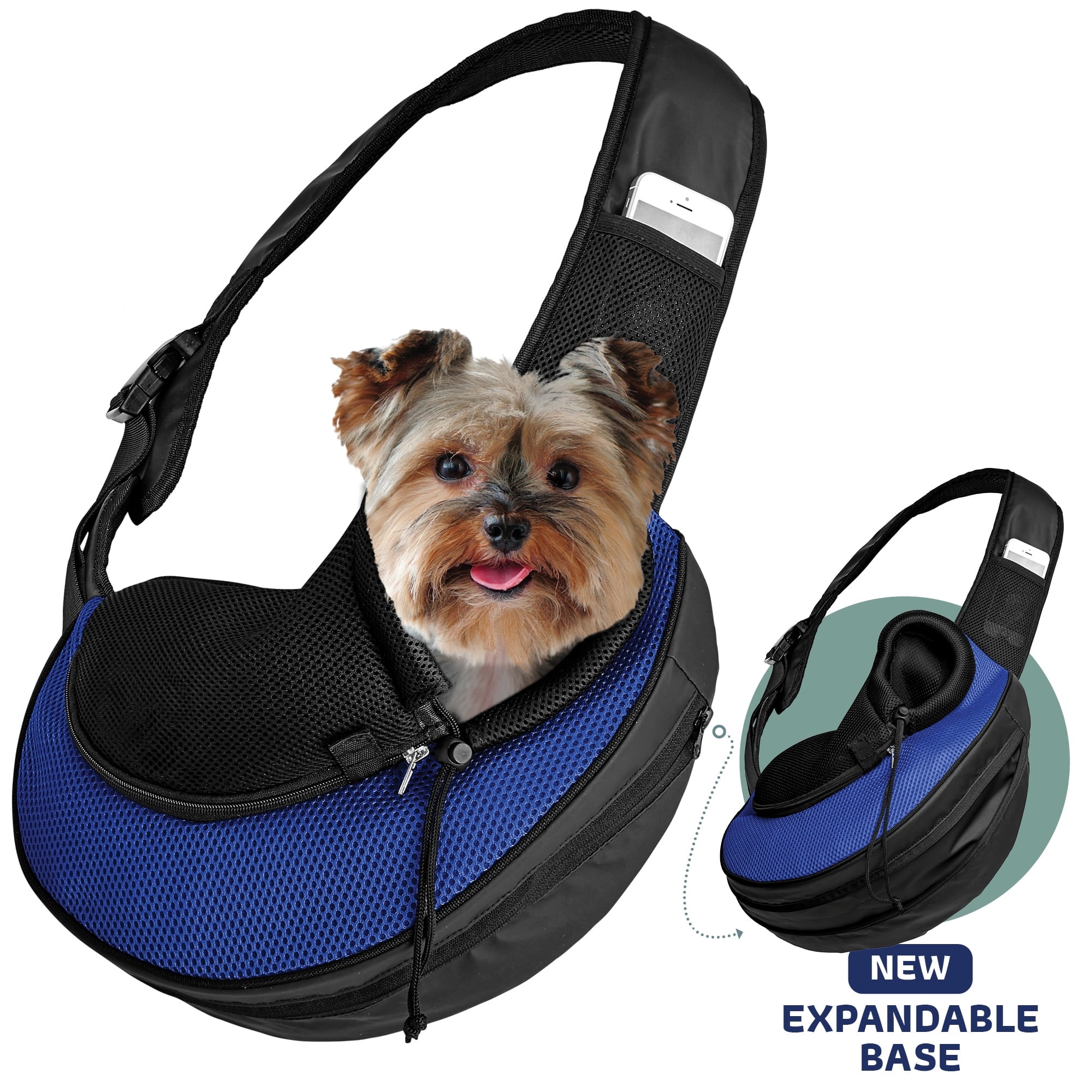 Katziela Pet Carrier Sling Bag, Airline Approved, 600D Oxford, Dog & Cats, with Straps, Blue, 1 Pack