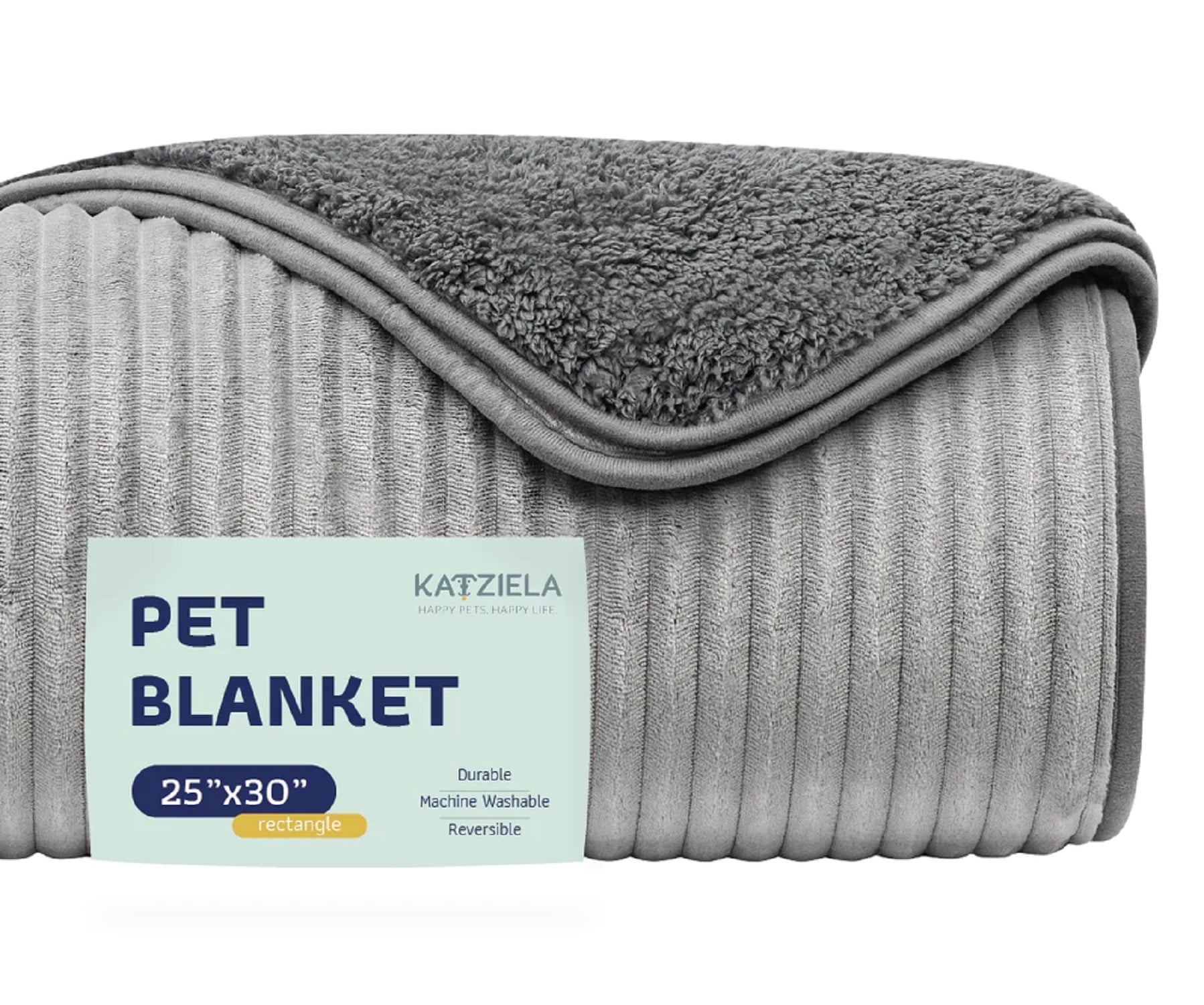 Small Light Gray Reversible Fleece and Sherpa Pet Blanket