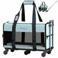thumbnail image 1 of Katziela Quilted Chariot Pet Carrier With Removable Wheels and Double Telescopic Handle (Light Blue) Pack 1, 1 of 7